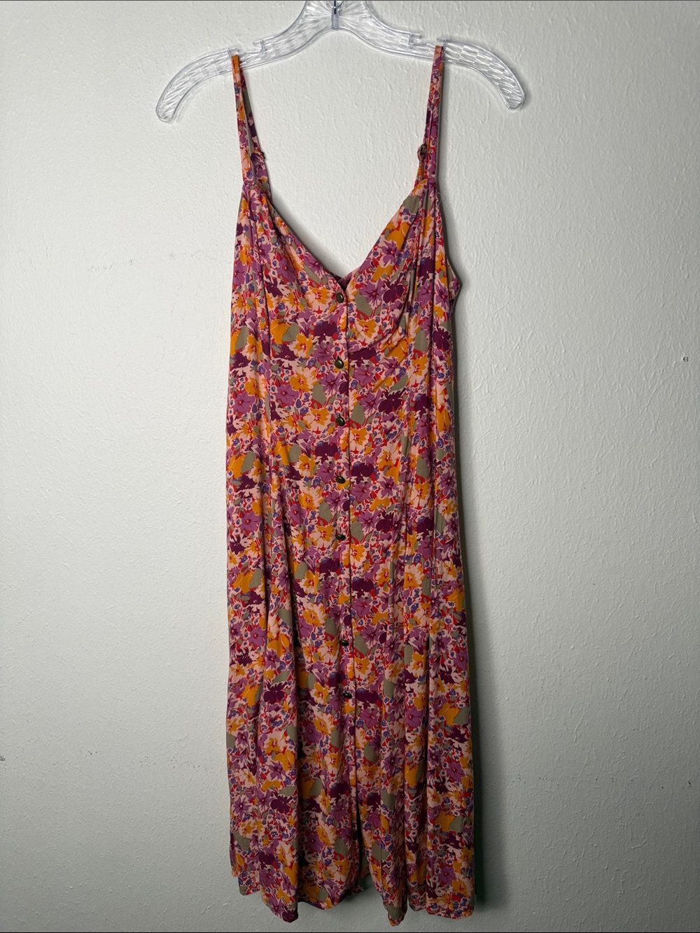 Kimchi Blue Pink and Yellow Floral Midi Slip Dress